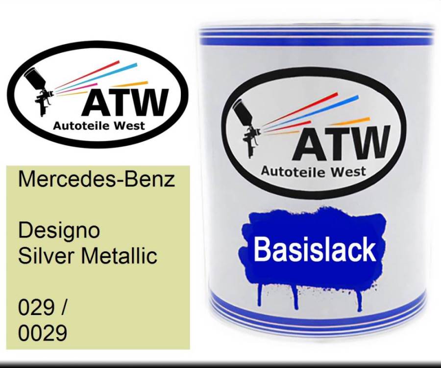 Mercedes-Benz, Designo Silver Metallic, 029 / 0029: 1L Lackdose, von ATW Autoteile West.